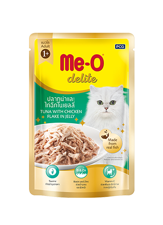 Me-O Delite Cat Pouch - Adult - Tuna with Chicken Flake in Jelly