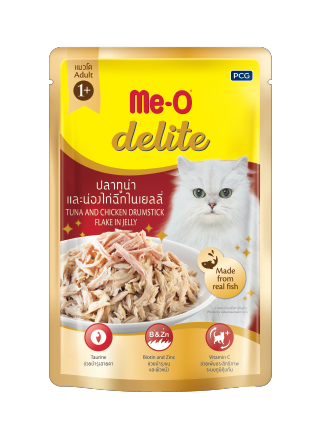 Me-O Delite Cat Pouch - Adult - Tuna and Chicken Drumstick Flake in Jelly