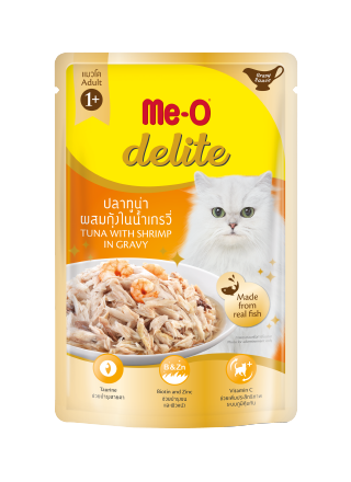 Me-O Delite Cat Pouch - Adult - Tuna with Shrimp in Gravy