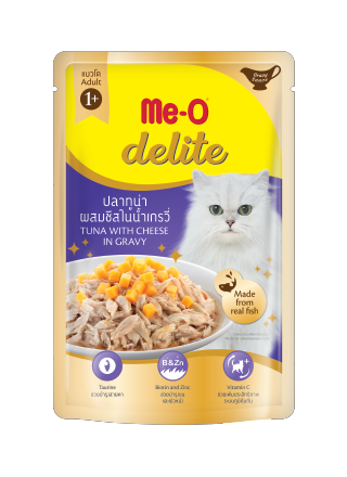 Me-O Delite Cat Pouch - Adult - Tuna with Cheese in Gravy