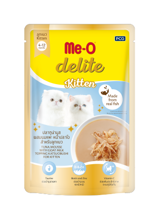 Me-O Delite Cat Pouch - Kitten - Tuna Mousse with Goat Milk Topping Katsuobushi