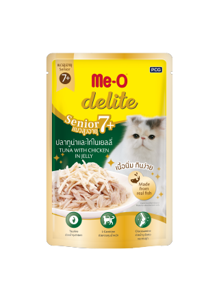 Me-O Delite Cat Pouch - Senior - Tuna with Chicken in Jelly